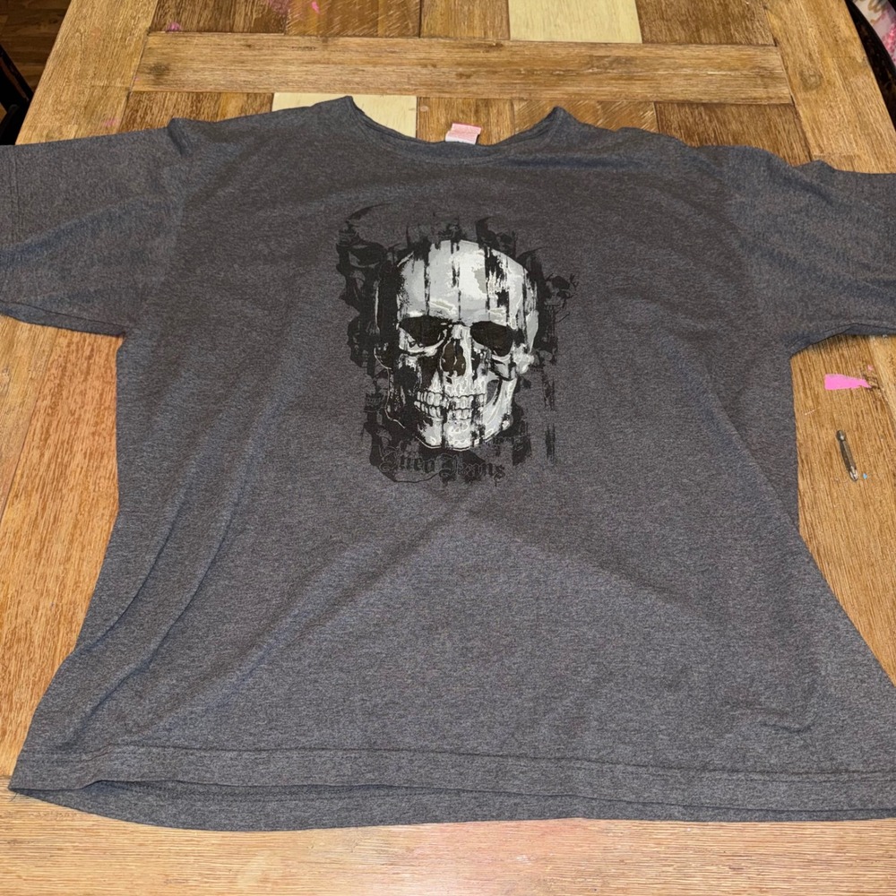 JNCO Jeans Skull Graphic T-Shirt Mens XXL Gray Excellent Made in USA Distressed